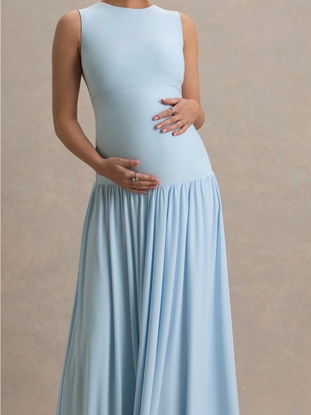 Club L London Light Blue Sleeveless Maternity Maxi Dress